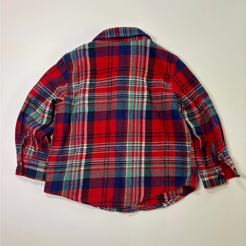 Old Navy Toddler Boys Plaid Flannel Shirt Red Blue Green Size 3T